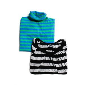 Theory Splendid Womens Short Sleeve Striped Turtleneck Top Green Size S XS Lot 2